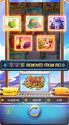 Bali Vacation · Membaca teks notifikasi pada banner horizontal berhias pesawat.