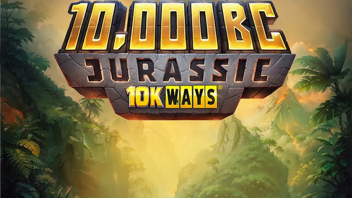 Tampilan visual slot 10,000 BC Jurassic 10K Ways dengan latar belakang zaman prasejarah